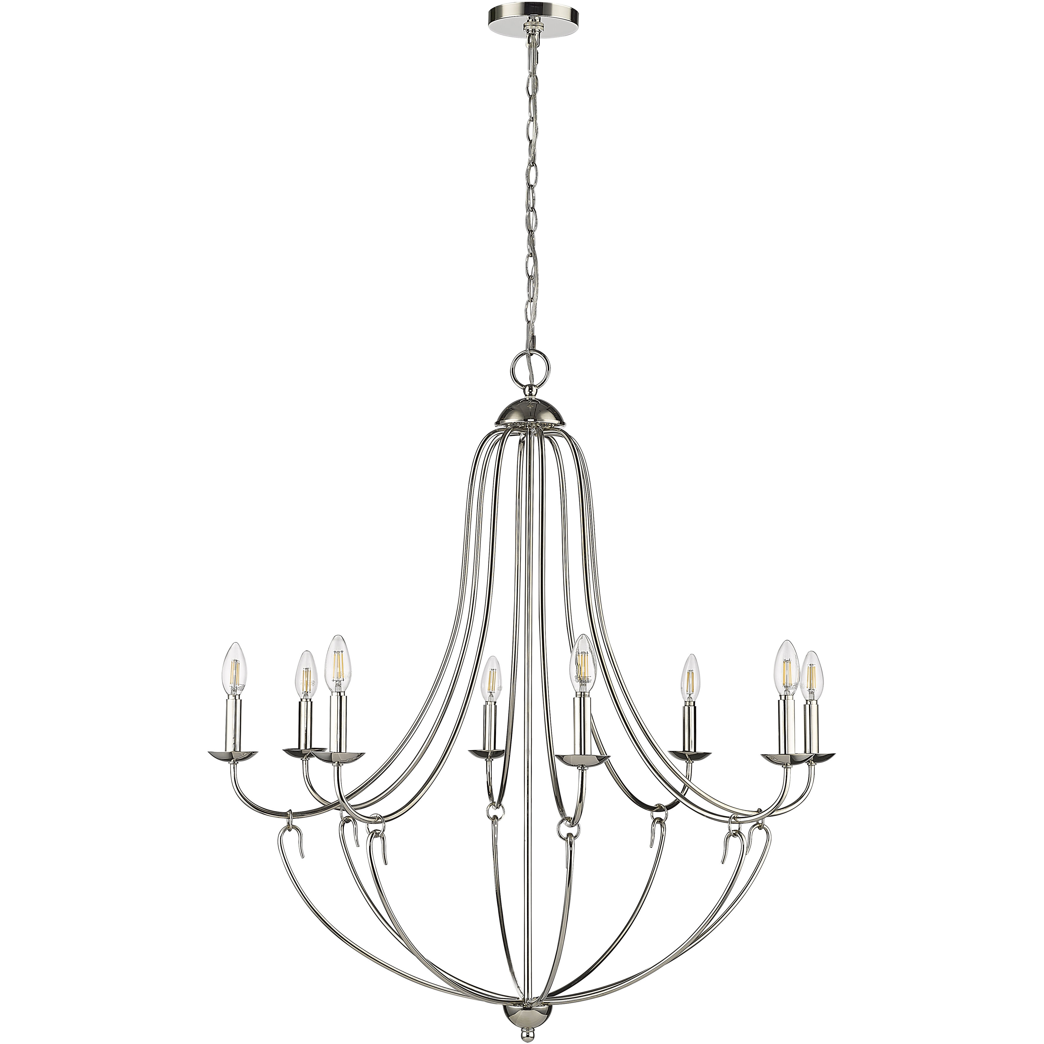 Eisley 8 Light 36 inch Polished Nickel Chandelier Ceiling Light